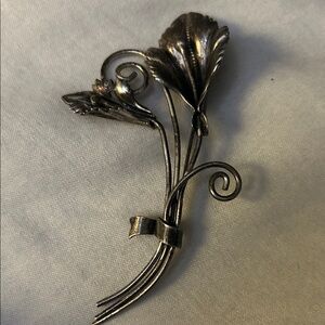 Vintage Silver Floral Brooch